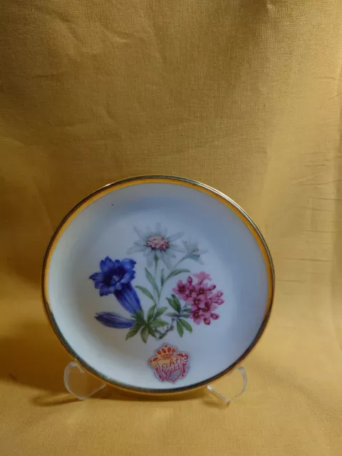 Petite assiette décorative en porcelaine SEVELEN RHEINTAL Suisse décor fleurs