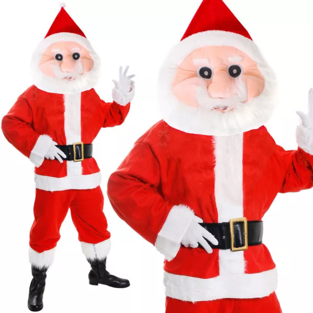 Adults Santa Claus Mascot Suit Father Christmas Costume Xmas Mens Fancy Dress