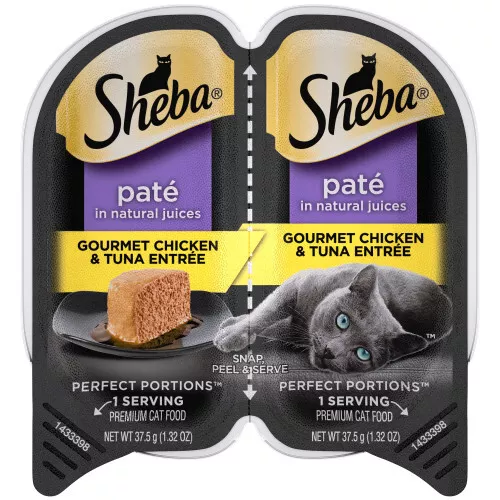 Sheba Perfect Portions Pate Wet Cat Food Gourmet Chicken & Tuna, 24 Each/2.6 Oz