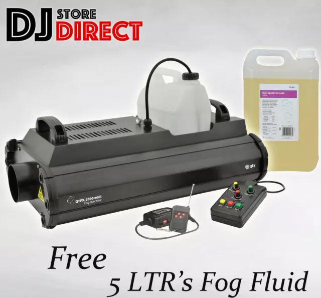 Qtx Qtfx-2000 Mkii Powerful 2000W Dj Fog Smoke Machine + Remote + 5 Ltr Fluid