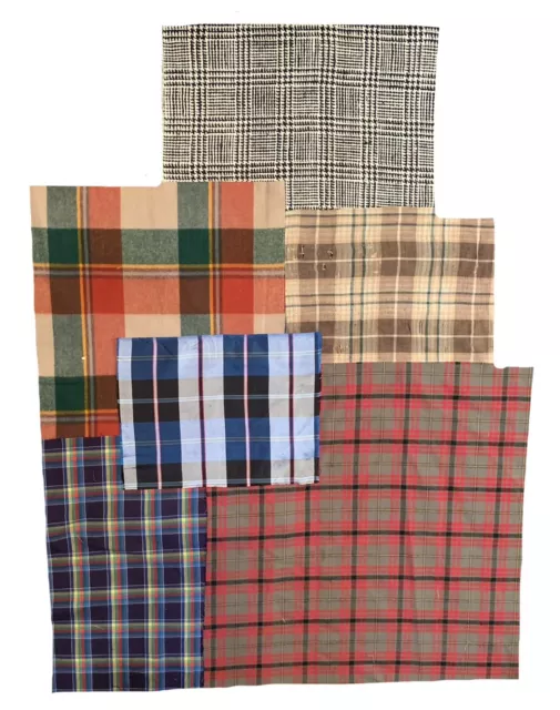Wonderful collection of 6 20th Century wool silk cotton Assorted plaids 1502
