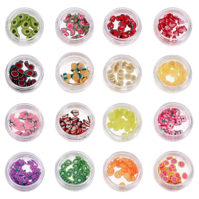 16 pegatinas para uñas fruta arte en uñas de arcilla suave para frutas