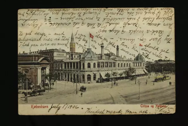 Vintage Postal History Postcard Kobenhavn Denmark to Blair Nebraska 1906 Cancel