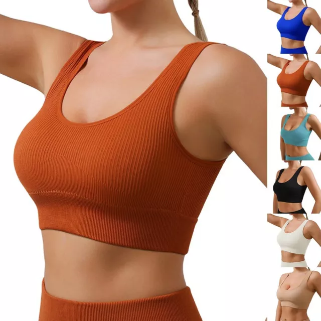 Soutien-gorge de sport à nervures en maille sans couture en forme de U haut de