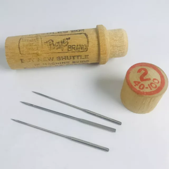 Wooden Tube Treadle Sewing Machine Needles Boye Needle Size 2 40-100 VTG 1.75"