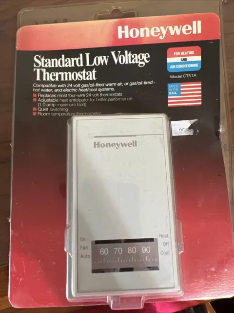 Honeywell CT51A Heat Cool Low Voltage Thermostat 4 Wire 24V - NEW