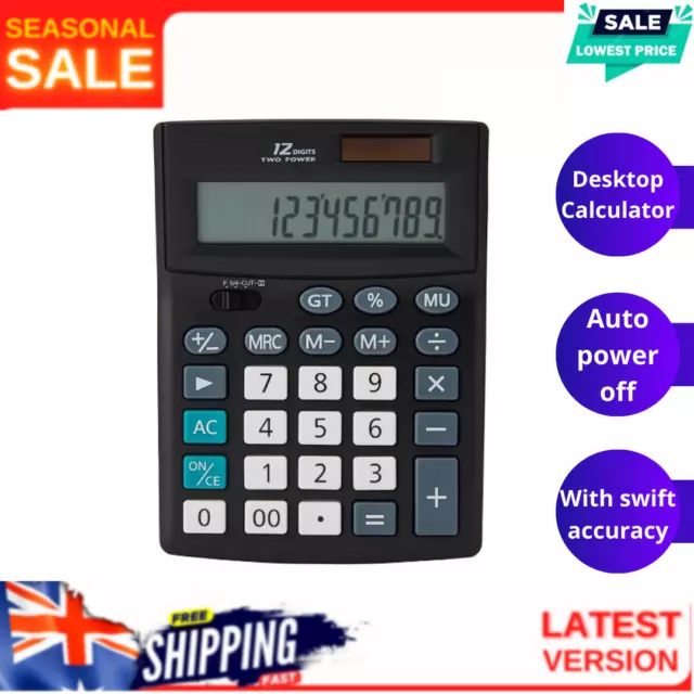 Desktop Calculator 12 Digit Desk Calculator Solar Powered Travel Calculator