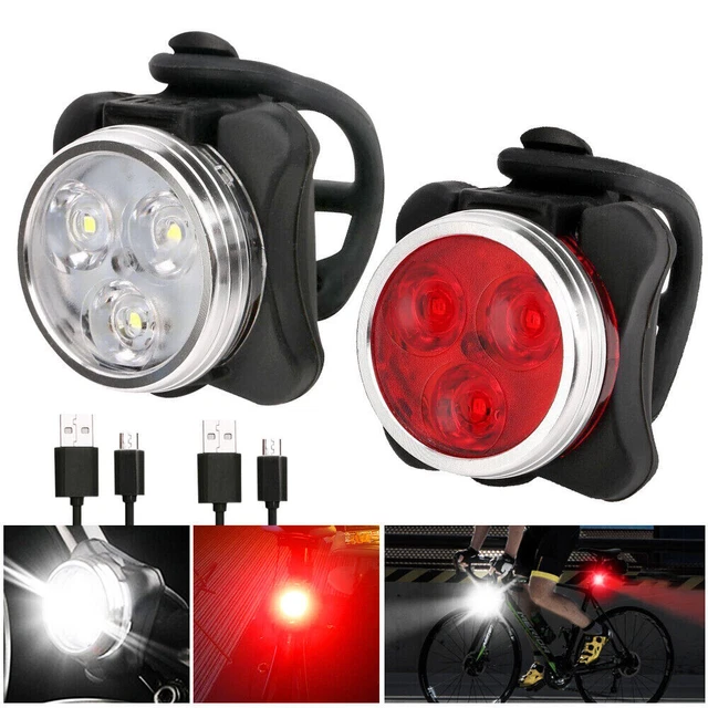 BICYCLE LED HEAD & Tail Light Set MTB Bike Front Rear Lamp USB