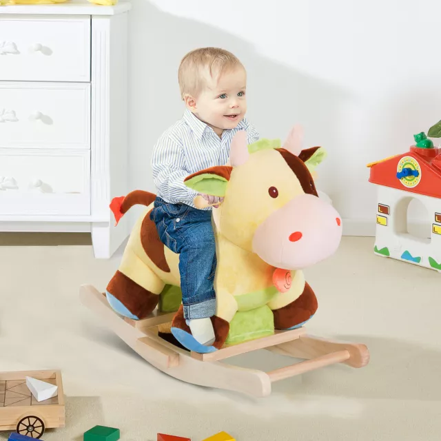 HOMCOM Kinder Schaukel Schaukeltier Schaukelpferd Schaukel Kuh Cow Spielzeug