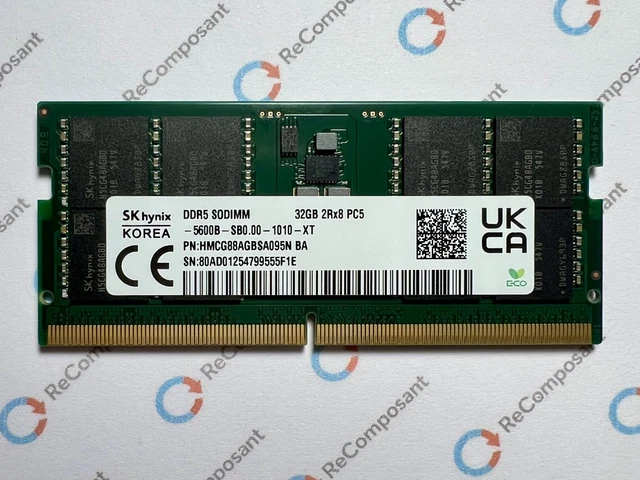 Mémoire 16Go DDR5 Sodimm (2x8Go) 5600 SK Hynix pour PC portable - Accessoires informatique
