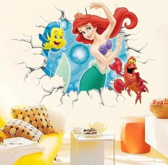 Disney Little Mermaid Ariel 3D Vinyl Wall Stickers Decal Kids Bedroom Decor