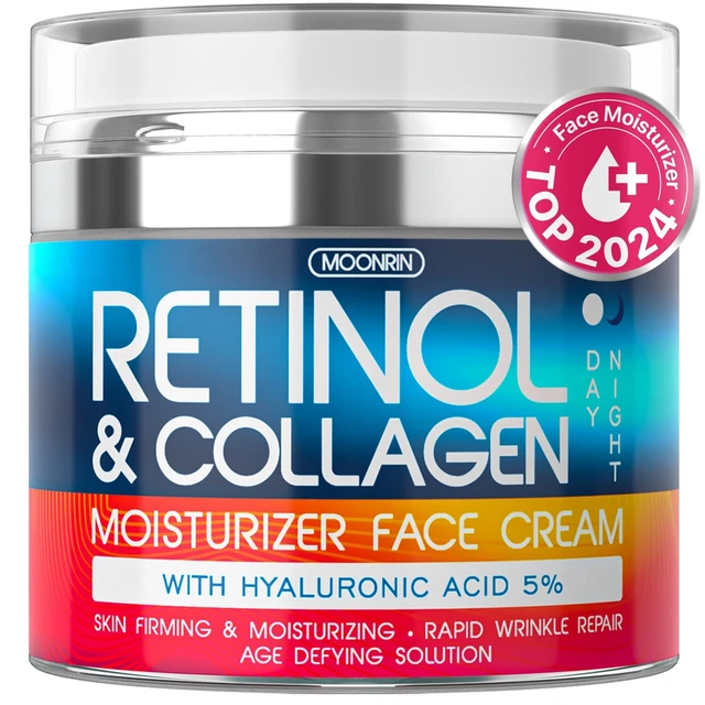 MOONRIN UNISEX RETINOL Cream for Face with Hyaluronic Acid, Collagen, 1