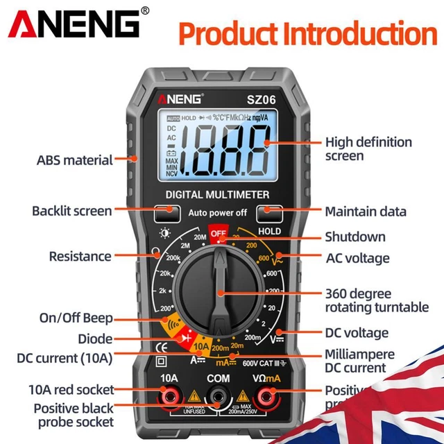 DIGITAL MULTIMETER INTELLIGENT Multimeter LCD Backlit Storage ...