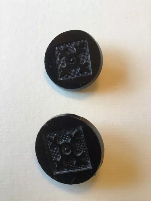 Deux Boutons Anciens En jais XIXÈME 23 mm