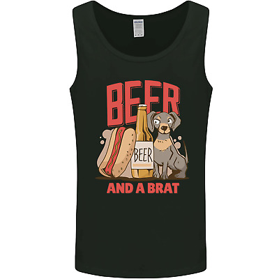 Beer and a Brat Funny Dog Alcohol Hotdog Mens Vest Tank Top
