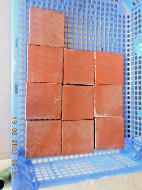 10  reclaimed antique Victorian quarry floor tiles red terracotta  *