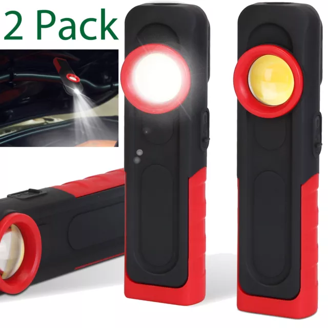 2 Packs LED Work Light Pocket Light Mini Magnetic Flat EDC Flashlight with Hook