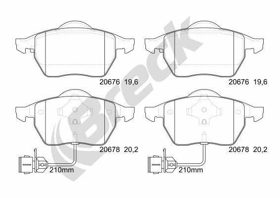 Breck 206760070110 Set pastiglie freno freno freno a disco per Audi 94-97