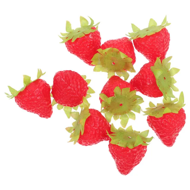 10 Pcs Simulated Strawberry Model Fake Fruit Kitchen Decir Ornaments