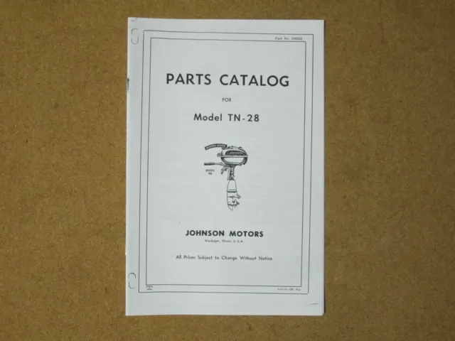 Vintage Reproduction OMC Johnson 5 HP TN-28 Outboard Parts List Manual Catalog