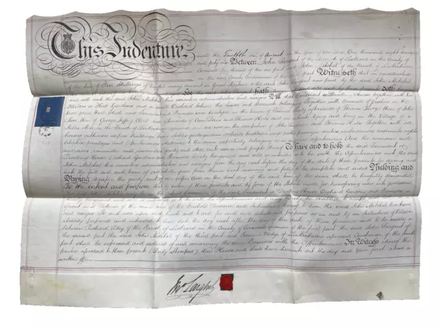 1841 Indenture Lease Dwelling House & Orchard in Rilla Mill - Sargent & Mitchel