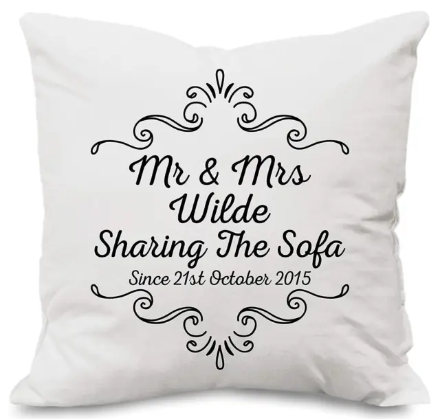 Personalised Wedding cushion Mr and Mrs Sharing the Sofa Since Anniversary gift