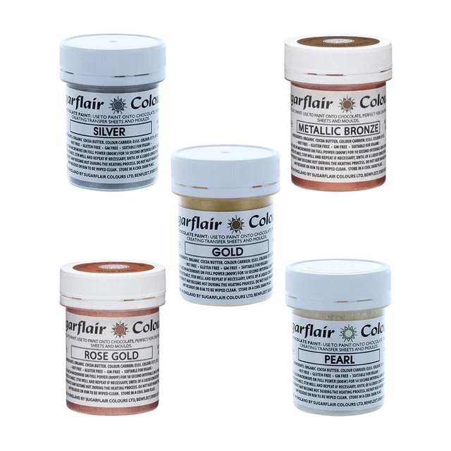 Metallic Food Colorant SUGARFLAIR CHOCOLATE PAINT Colouring Edible Metallic Food Colouring 35g ...
