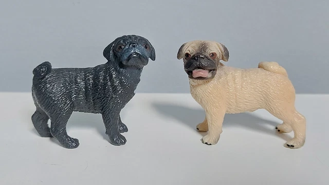 Schleich Pug Dog Male 16381 & Female 16382 RARE RETIRED VGC
