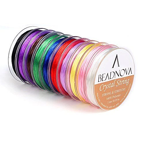 Cable de cuerda de cristal elástico elástico de 1 mm BEADNOVA para joyería 10 colores