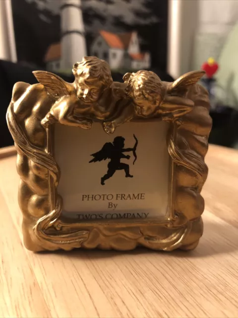 Vintage gold tone two’s company small angel’s picture frame