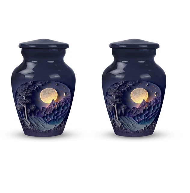 Set Mit 2 Einzigartig Papercut Landschaft Voller Mond Thema Urns für Adult Ashes