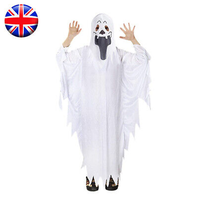 Bambini Ragazzi Ragazze Costume Mantello Fantasma Casper Halloween Childs Costume Outfit UK