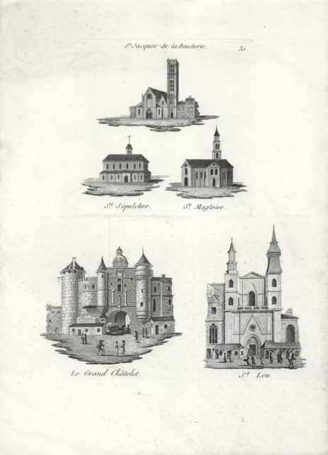 Engraving View of Paris - St-Jacques de La butcherie, ..........- circa 1840