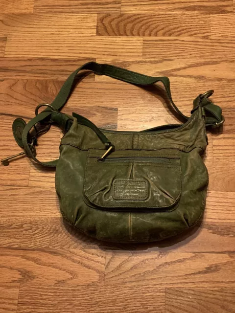 VTG Fossil Revival Satchel Distressed Green Leather Evening Bag Purse Ultra Rare VTG Fossil Revival Satchel Distressed Green Leather Evening Bag Purse Ultra Rare