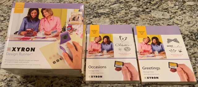 New Sealed Xyron 24139 Design Runner Handheld Cordless Printer & 2 Disc Bundle
