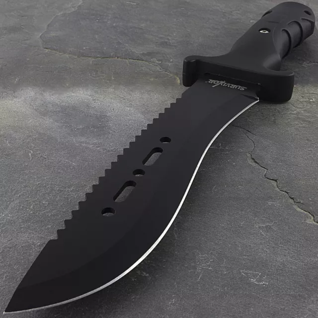 12" SURVIVOR TACTICAL COMBAT BOWIE HUNTING KNIFE Survival Military Fixed Blade