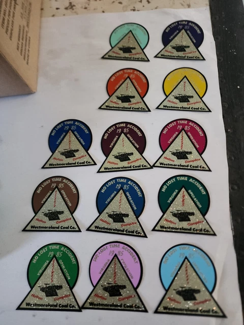 (13) NOS Complete Set 1985 Westmoreland Holton Mine No Lost Time Stickers