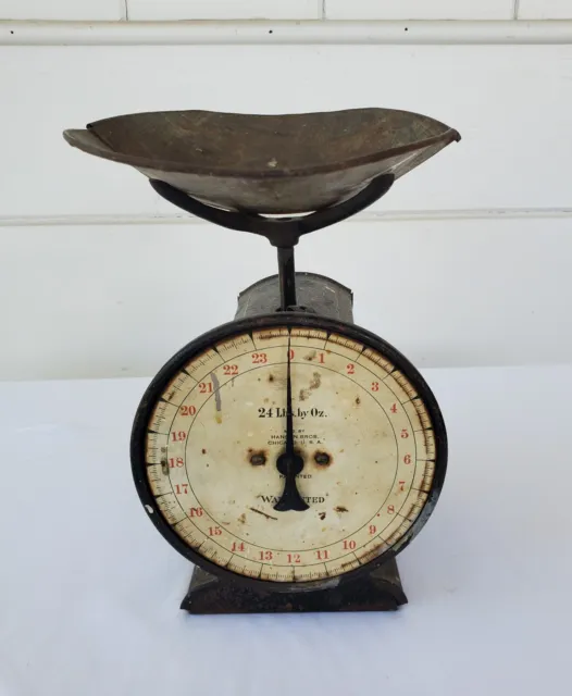 antique Hanson Bros. 24 lb. kitchen scale
