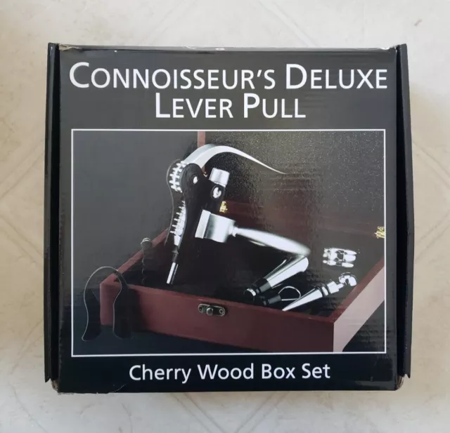 Connoisseur's Wine Deluxe Set Wood Box Opener Cutter Stopper Wedding Gift  NIB