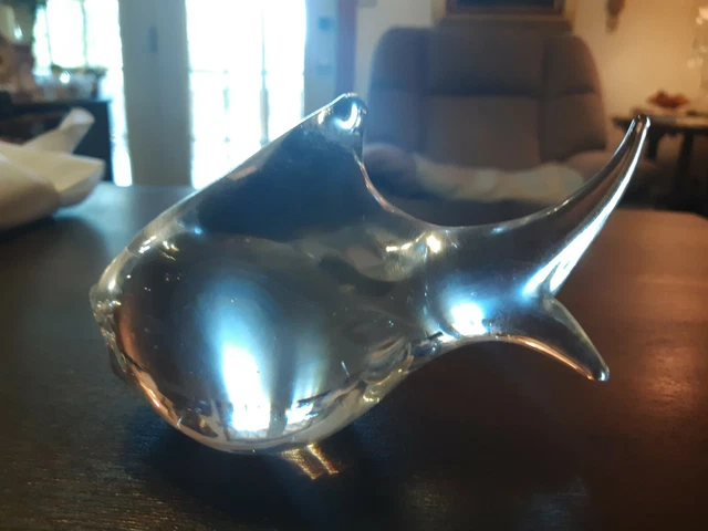 Vintage Crystal Figurine -Signed  Spode Clear Fish Paperweight