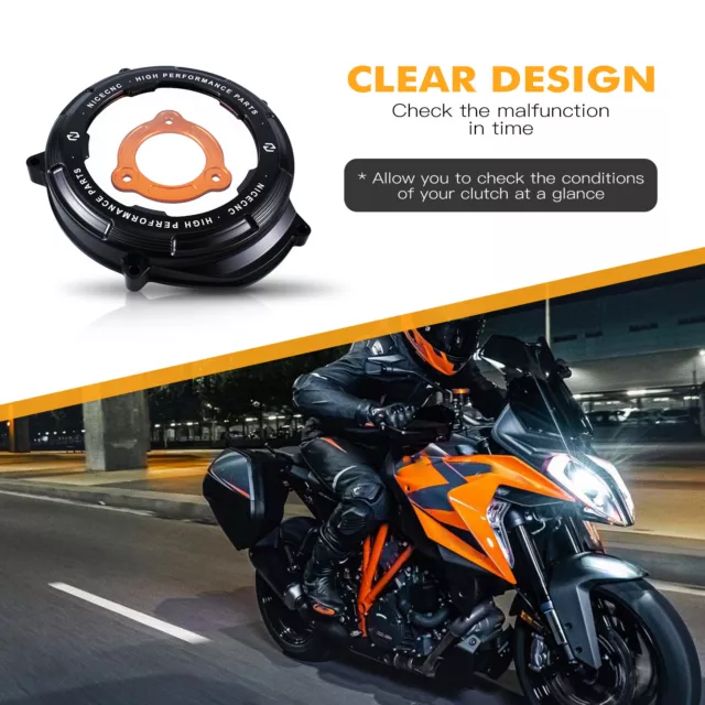 For KTM 1290 Super Duke Superduke CNC Aluminium Transparent Clutch Cover Cap 2