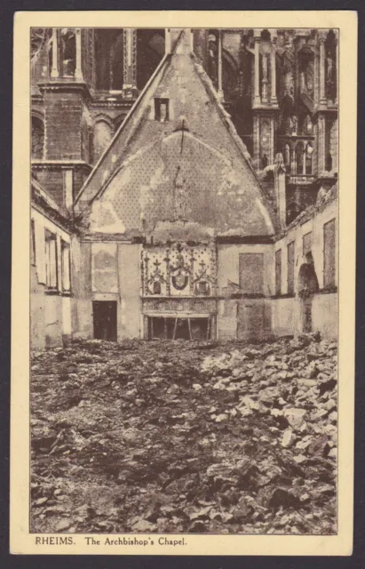 FRANCE, Postcard, Reims, The Archbishop's Chapel, WWI, Used