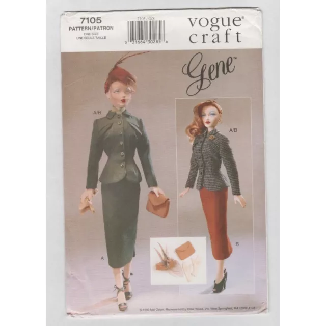 VOGUE 7105 GENE Fashion Doll Clothes Pattern 1950s Jacket and Pencil ...