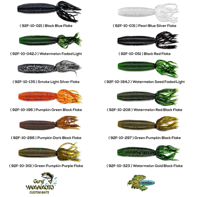 Yamamoto Shad Shape Worm 68L-10-301 Green Pumpkin Purple Flake Drop