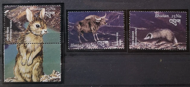 Bhutan 2002 wildlebende Säugetiere Mi 2359/64 davon 3v**Säuger im Angebot