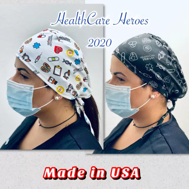 (pack Of 2) RN Doctor Nurse  Medical Surgical Scrub Hat/Cap unisex made in USA