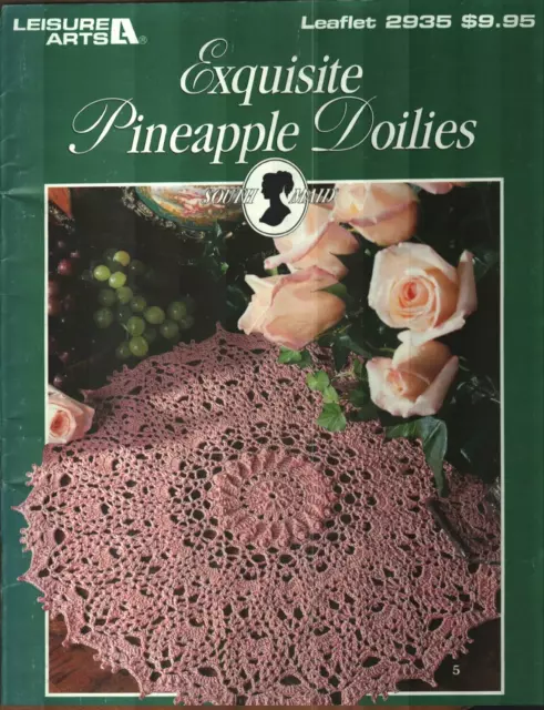 Used Exquisite Pineapple Doilies 10 Designs Leisure Arts Crochet Pattern Book