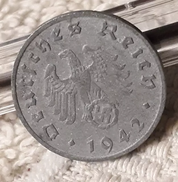 German 1 Reichspfennig ~ Germany ~ WW2 1pf Coin 1942 Heavily Circulated Coin