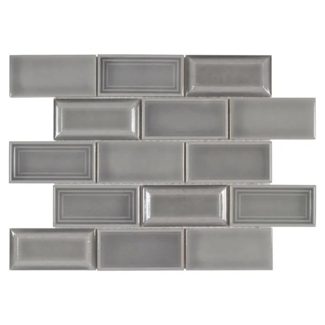 Modern Gray Beveled Linear Glossy Ceramic Mosaic Tile MTO0670