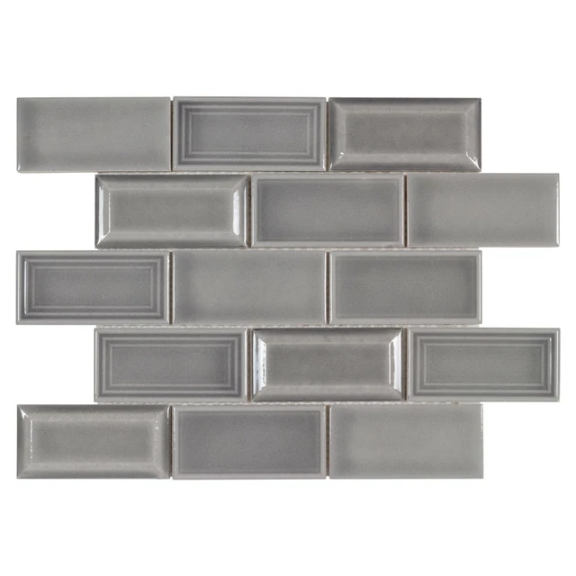 Modern Gray Beveled Linear Glossy Ceramic Mosaic Tile MTO0670